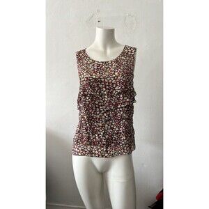 MODA International silk top S tiered artsy colorful kaleidoscope confetti work